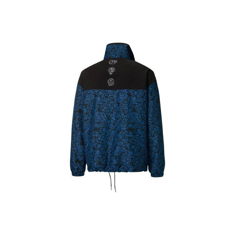 Puma X Mr Doodle Graffiti Print Colorblock Half-Zip Stand Collar Jacket Men Jackets Blue 530648-01
