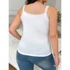Women's Beige Lace Trim Tank Top Solid Color Square Neck Sleeveless Cami