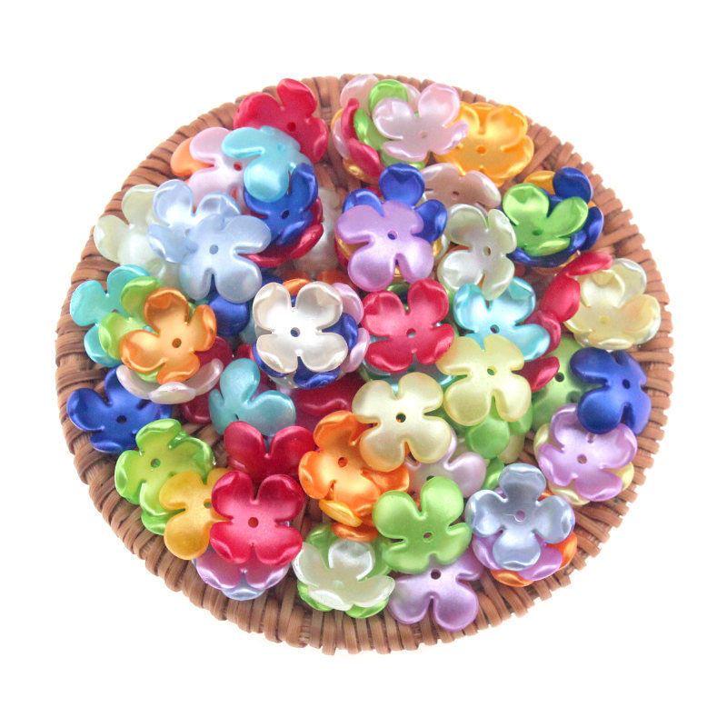 16mm Four-Petal Flower Beading Kit: DIY Colored ABS Imitation Pearl Hairpin Headdress Accessories Half Pound (approx. 700 pieces) лимонно-желтый