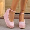 Multicolor Round Toe Women's High Heel Pumps Suede Ankle Strap Platform Shoes Spring Autumn Casual Shoes for Women Size 36-43