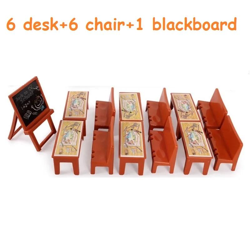 Mini Doll Accessory for LOLs doll School Classroom Pretend Play Toy Dollhouse Miniature Desk Blackboard Books Girls Gifts as picture