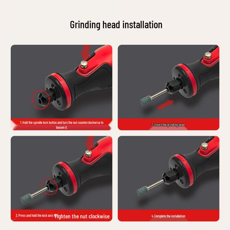 7,2V Lithium-Akku-Elektroschleifer mit 5-Gang-Regelung & Licht zum Jade-Schnitzen, Schleifen und Polieren