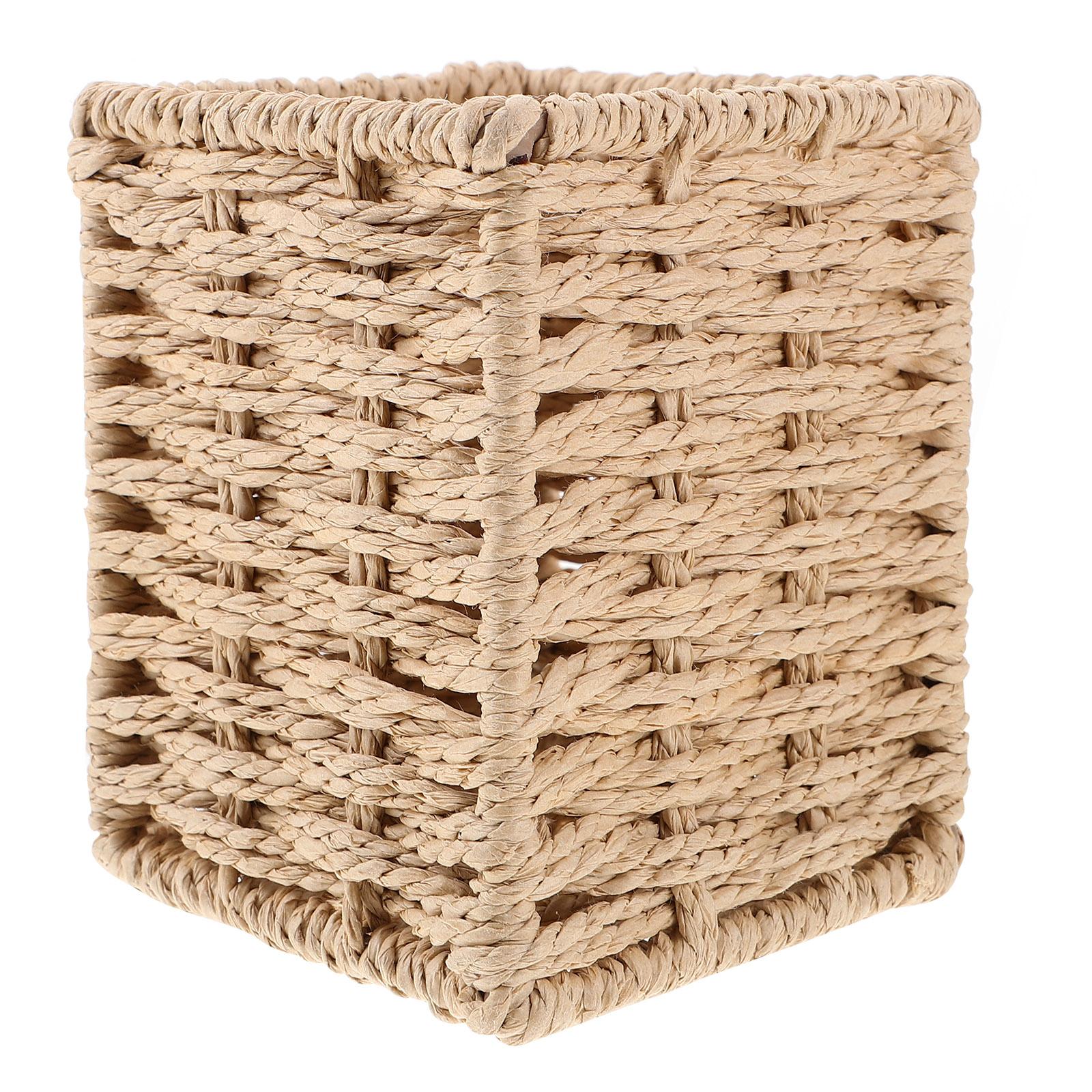 

Подставка для карандашей из ротанга, плетеная ручка, чашка для ручек, держатель для кистей для макияжа, плетеная лоза, настольный органайзер, контейнер для ручек, кухонная коробка