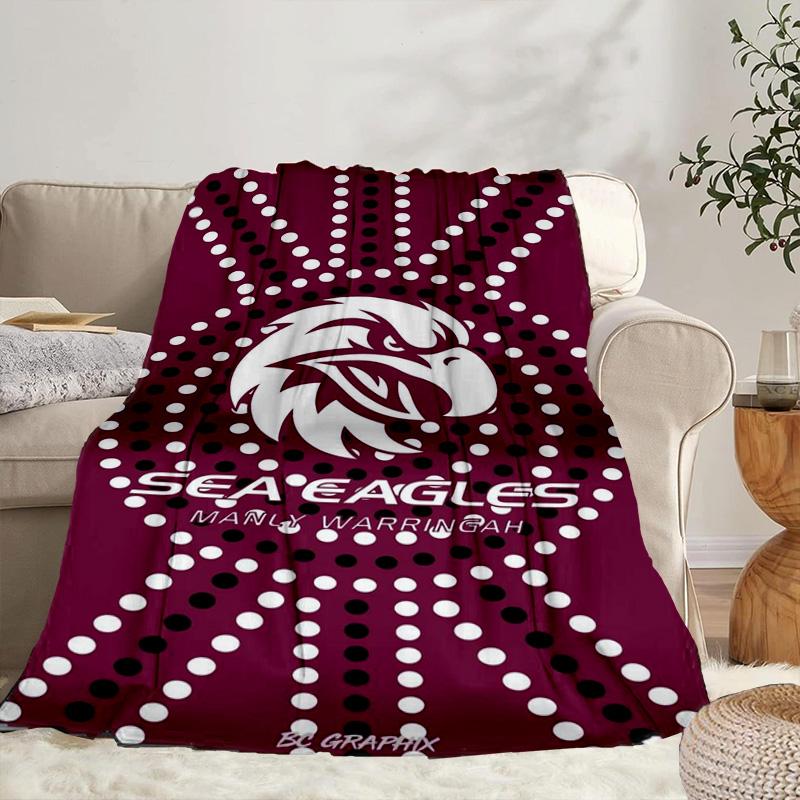 Manly Sea Eagles Legacy Portable Blanket/Soft Blanket Bedding Blanket Suitable for Travel Camping Living Rooms Offices Sofas Fan Gifts