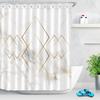 Golden Geometry Rhombus Nordic Marble Texture Shower Curtains Bathroom Curtain Waterproof Polyester Fabric For Bathtub Decor