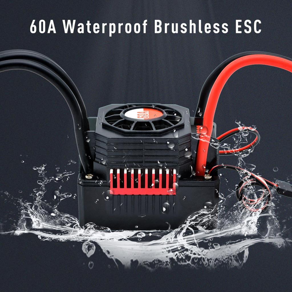 SURPASSHOBBY 60A Waterproof Brushless ESC with XT60 Plug for 1/0 RC Car Model