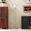 Arc Tree Floor Lamp with 3 Adjustable Rotating Lights, Industrial Standing Lamp with Steel Frame, Silver Tone