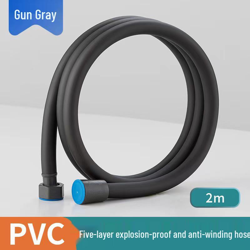 Silver/Grey PVC Anti-Tangle, Anti-Explosion, Heat & Pressure Resistant Shower Hose