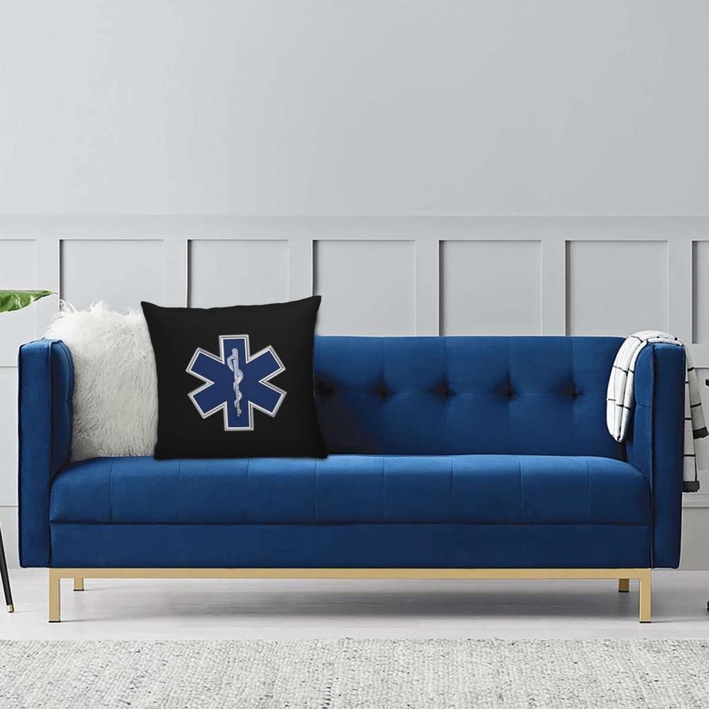 Emt Star Of Life  Square Pillowcase Pillow Cover Cushion Throw Pillow for Home Sofa Living Room