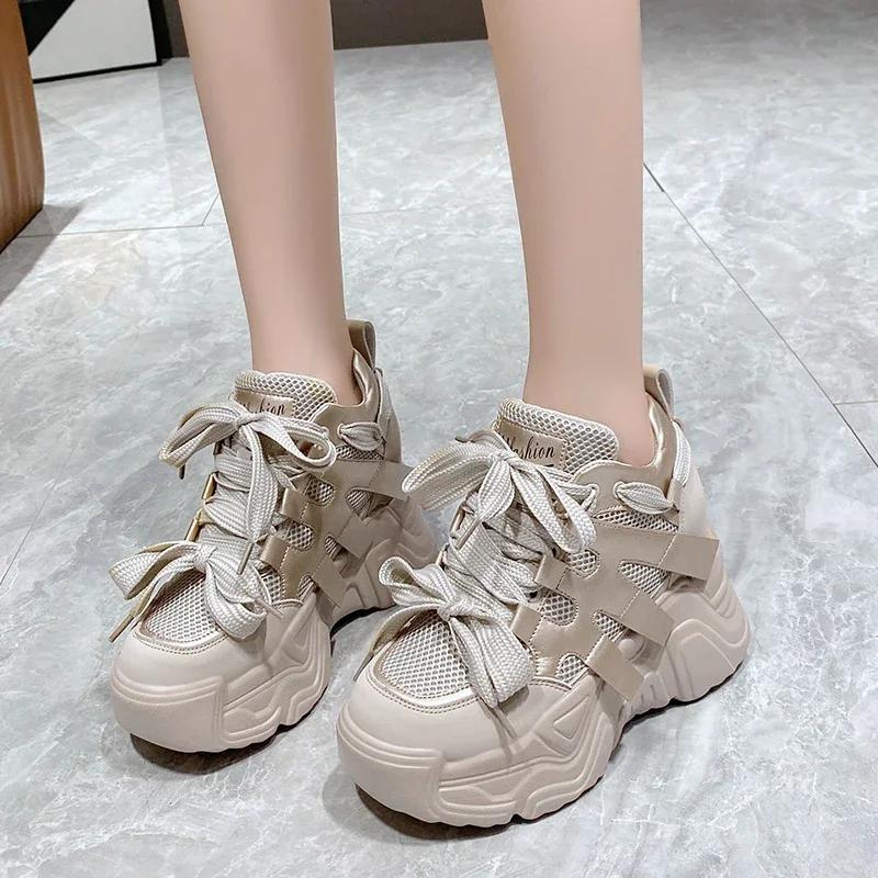 Høye Plattform Sneakers Kvinner Tykk Såle Sport Damer Treningssko Vulkaniserte Sko Kvinne Chunky Sneakers Zapatillas Mujer
