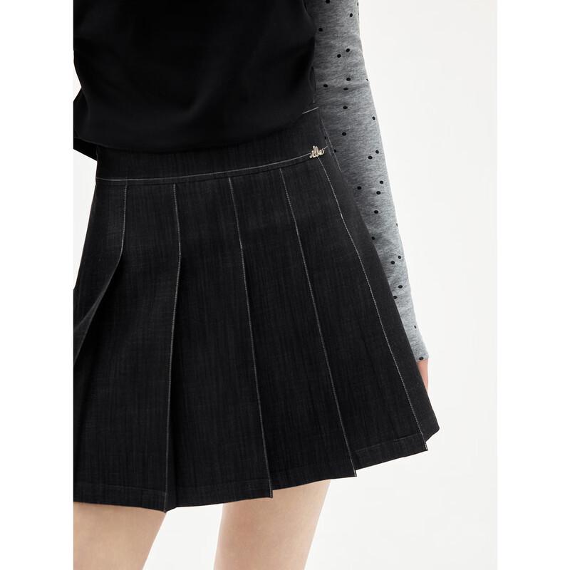 ELLE Women's Pleated A-line Mini Skirt