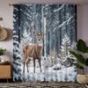 2 Pieces of HD Forest Snow Scenery Elk Decorative Curtain Green Digital Printed Curtain Home Decoration Style Decoration Living