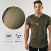 Manatsulife Short Sleeve Henley Raglan Round Solid Perfect for DT05 Men's T-Shirt, Neck, Sleeves, Button-Down, Neck, Layered, Color, Commuting, Golf,