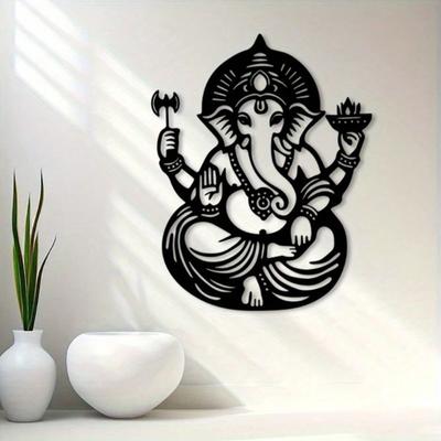 Ganesha Elephant Head Metal Wall Art Iron Statue Mural Meditation Room Hindu Decor Gift