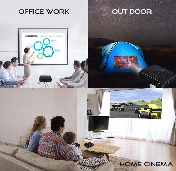Mini Smart DLP Projector Portable Home Theater 3D Cinema TV 4K-Laser Rechargeable Smart Movie Outdoor Projector with Touch Panel