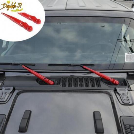 4PCS For 2018-23 Jeep Wrangler JL ABS Red Look Front Window Wiper Cover Trim New