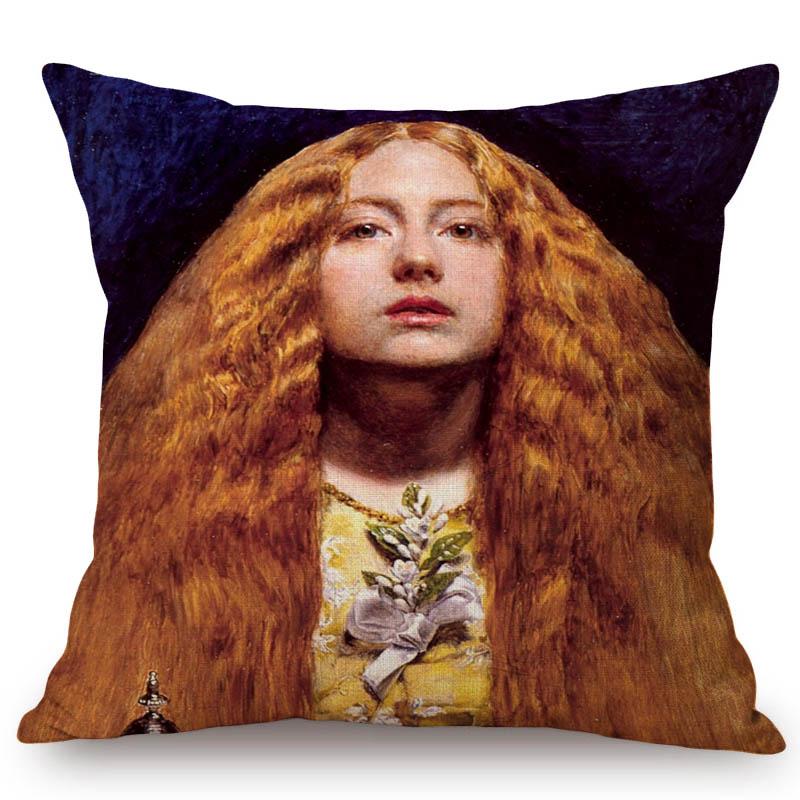 Famous Painting John Everett Millais The Blind Girl Ophelia Victoria Era Art Throw Pillow Case Pre-Raphaelite Sofa Cushion Cover