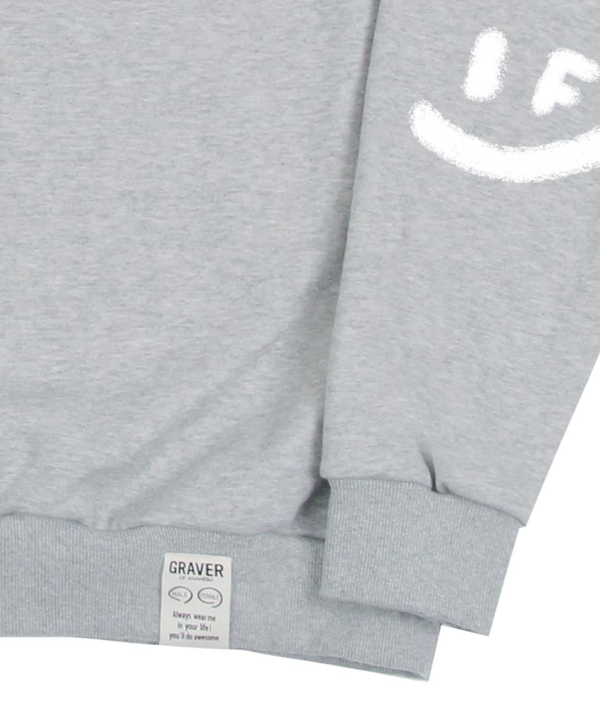 GRAVER [Unisex] Elbow Spray Smile Drawing Sweatshirt_Gray