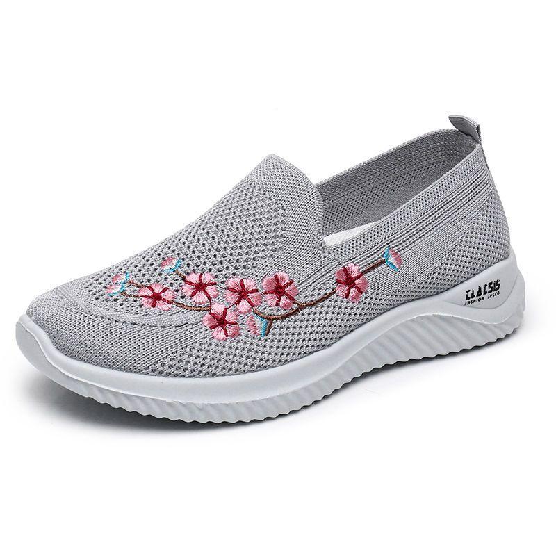 Original Aesthetic Stylish Light Slip On Ladies Footwear Sale Comfortable Summer Embroidery Casual Women's Mesh Breathable Shoes