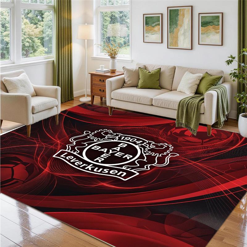Bayer Leverkusen Football Design Crystal Velvet Rug Soft Decorative Mat for Bedroom Entrance