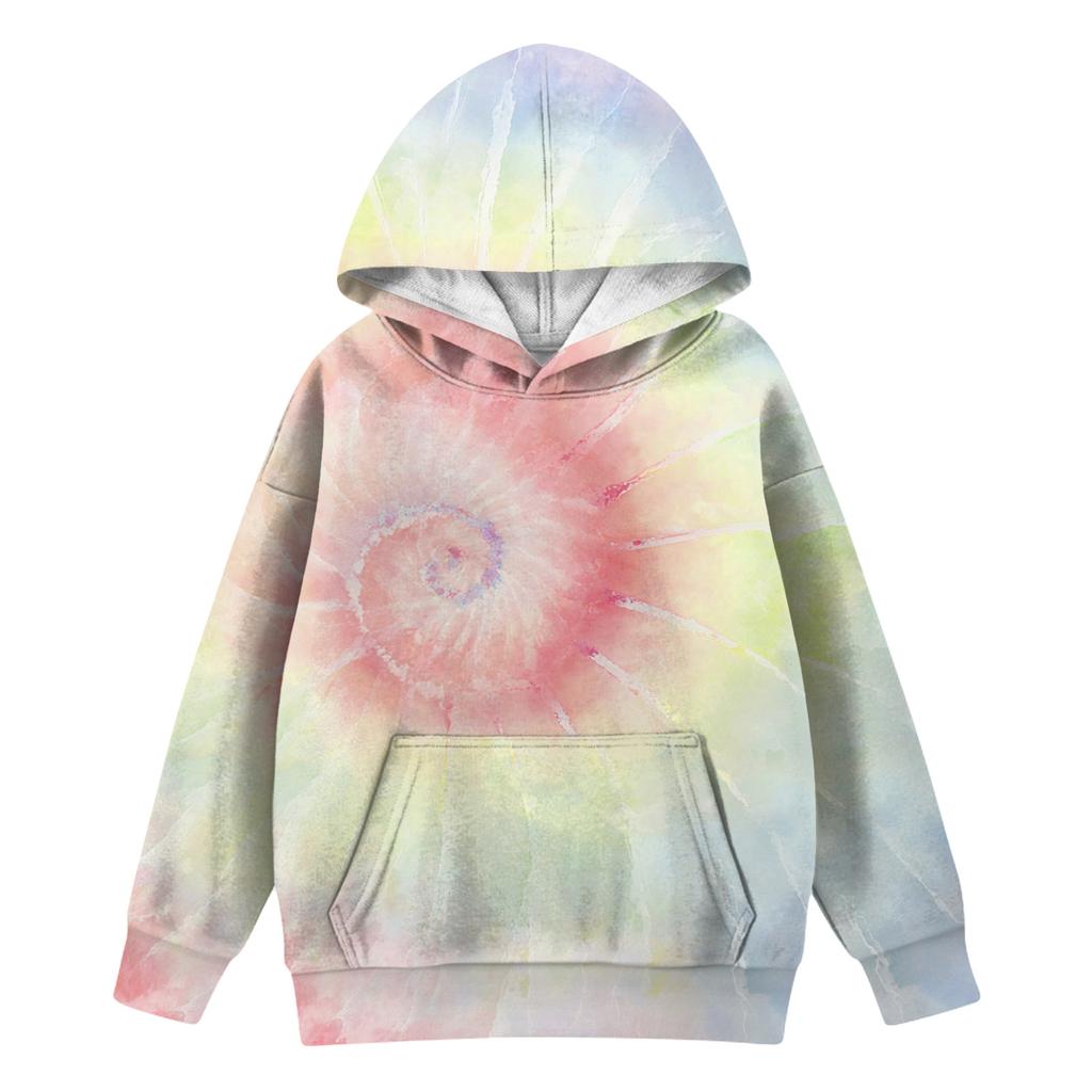 Girls' Hooded Tie-Dye Sweatshirt - Pullover Print Top