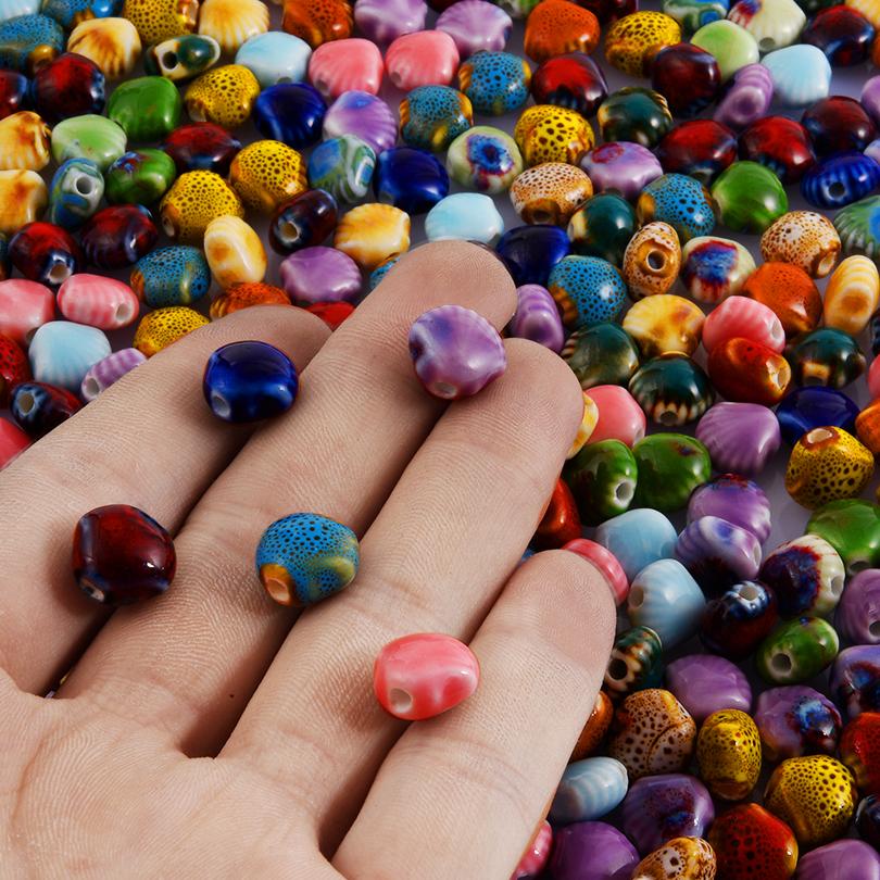 10pcs/Lot Sea Beach Conch Starfish Tropical Fish Bead Charms For Jewelry Making Supplies Ceramics Pendant DIY Bracelets Material