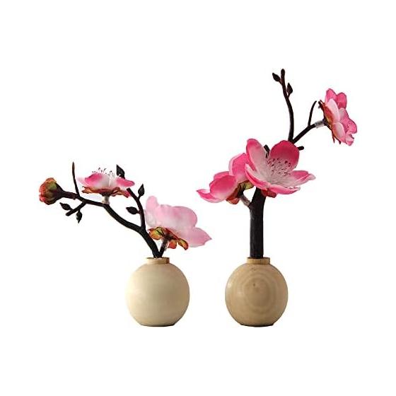 OKBABY Hina Doll Tools, Hina Doll Tools, Wooden Hina Doll Tools, Decorative Flowers for Hina Dolls (Pair), Single Cherry Blossom Doll s Decoration,