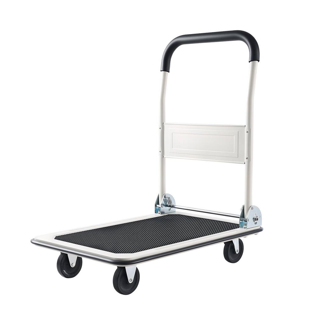 Foldable Push Cart Dolly, 149.69 Kg Capacity, Folding Platform Truck with Swivel Wheels, Moving Platform Hand Truck Flatbed Cart, Space Saving Push