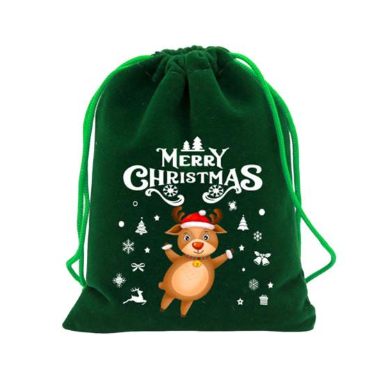 Red Christmas Drawstring Gift Bags Fabric Favor Pouches for Candy Apples Holiday Gift Bag