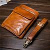 Vrijetijd Multifunctionele 7-inch Echte Lederen Telefoon Tas voor Mannen, Olie Was Leer Buiten Koeienhuid Retro Taille Kleine Hangende Tas