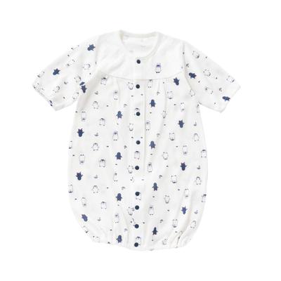 Cream De Coco Penguin Print Jersey Newborn Baby Discharge Clothes for Boys and Simple and Cute Penguin Size Two-Way All-In-One [Crotch Snaps/2-Way]