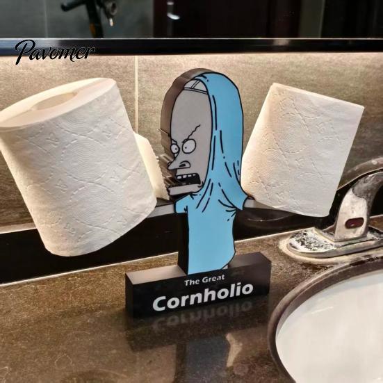 Toilet Paper Holder Cartoon Double-Roll Stand Double Roll Funny Countertop for Bathroom Decor Creative Accessory