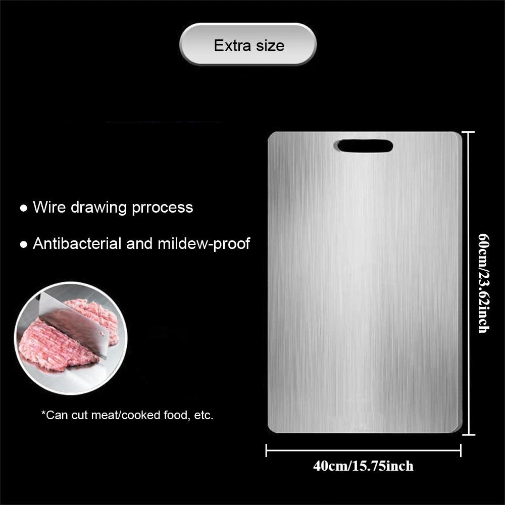 Stainless Steel Chopping Board Panel Kitchen Household Thickened Double Sided Kneading Dough Board Fruit Meat Cutting Board