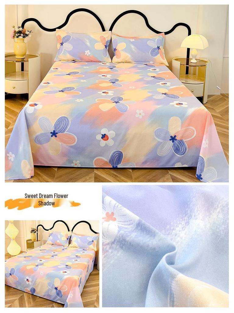 Long-Staple Cotton Brushed Bed Sheet - Solid Color, Thickened, Multiple Sizes (1.2/1.5/1.8m) for Dormitory Single Beds.