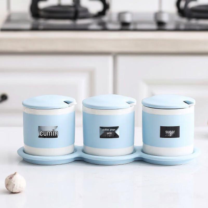 Керамический набор баночек для специй с подносом и ложками