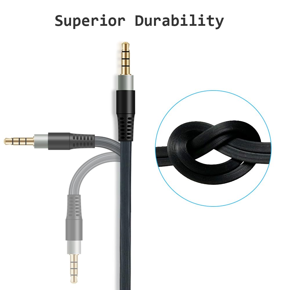 Replacement 2 Meters Audio Aux Cable for HyperX Cloud Alpha and Cloud Mix headsets with Inline Mute & Volume Control(TPE Brushed)