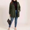 2024 Autumn/Winter Women's Solid Color Ripple Pocket Hooded Casual Loose Jacket