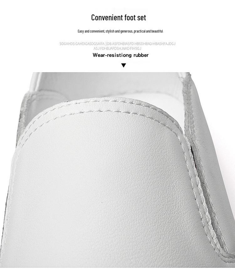 Men's White Leather Slip-on Loafers, Casual Soft Bottom Shoes