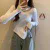 Autumn and Winter Thin Slim-fit Inside Long-sleeved Bottom Knitwear Trendy Design Sense Small Irregular Short Sweater Woman