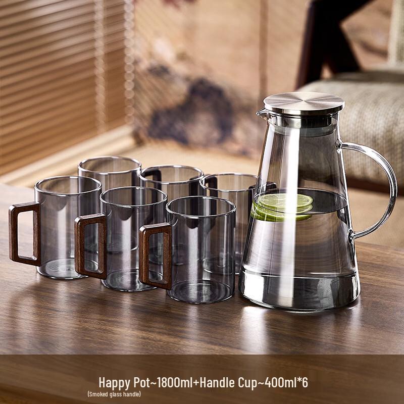 High Borosilicate Glass Pitcher & 6-Cup Set