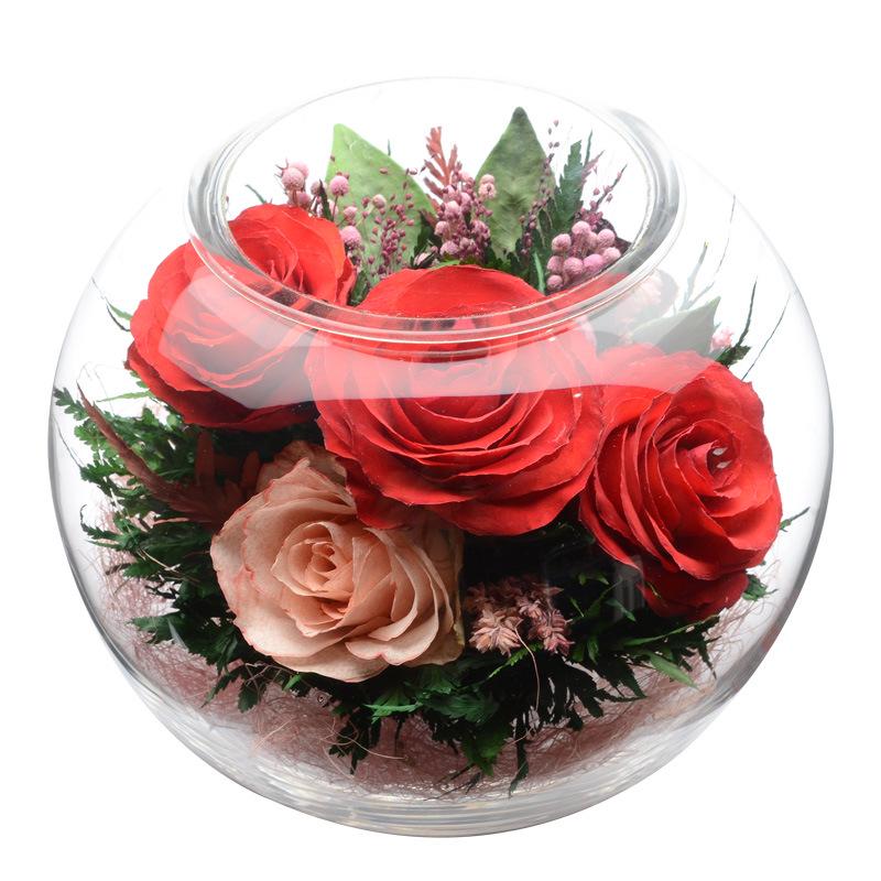 Thailand Red Rose Preserved Flower with Glass Cover – Valentine's and Christmas Gift