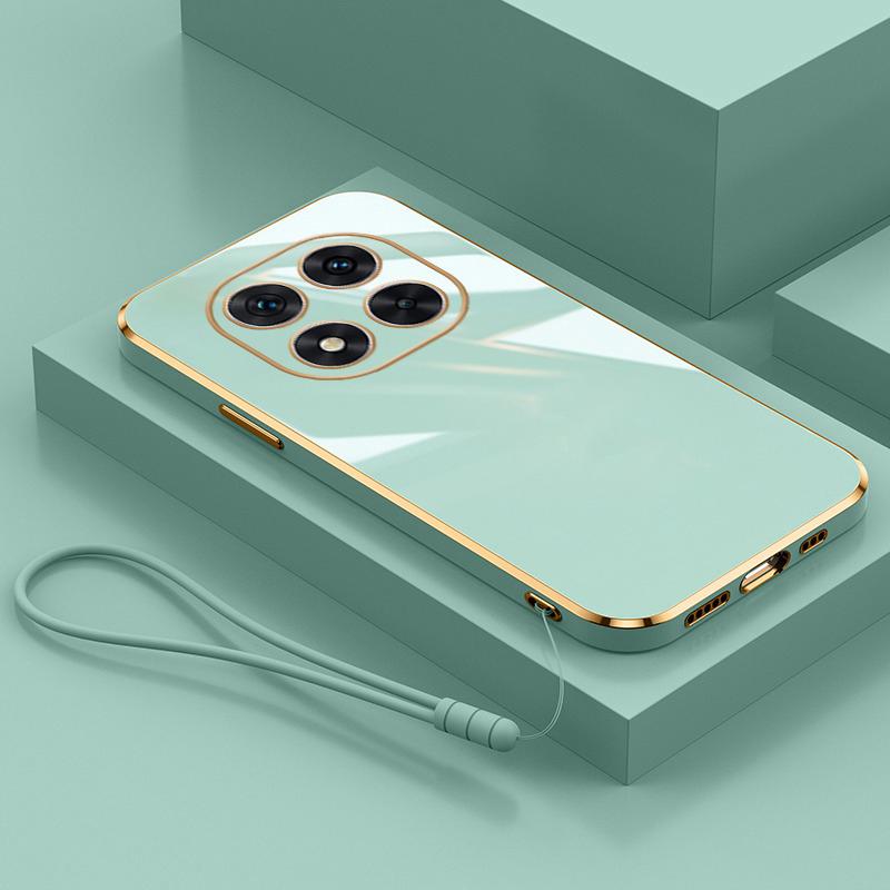 Lanyard Glossy Plated Phone Case For Xiaomi Redmi Note 14 14Pro 13 12 11S 10 14C 13C POCO X7 X6 Pro M5S Silicone Protector Cover