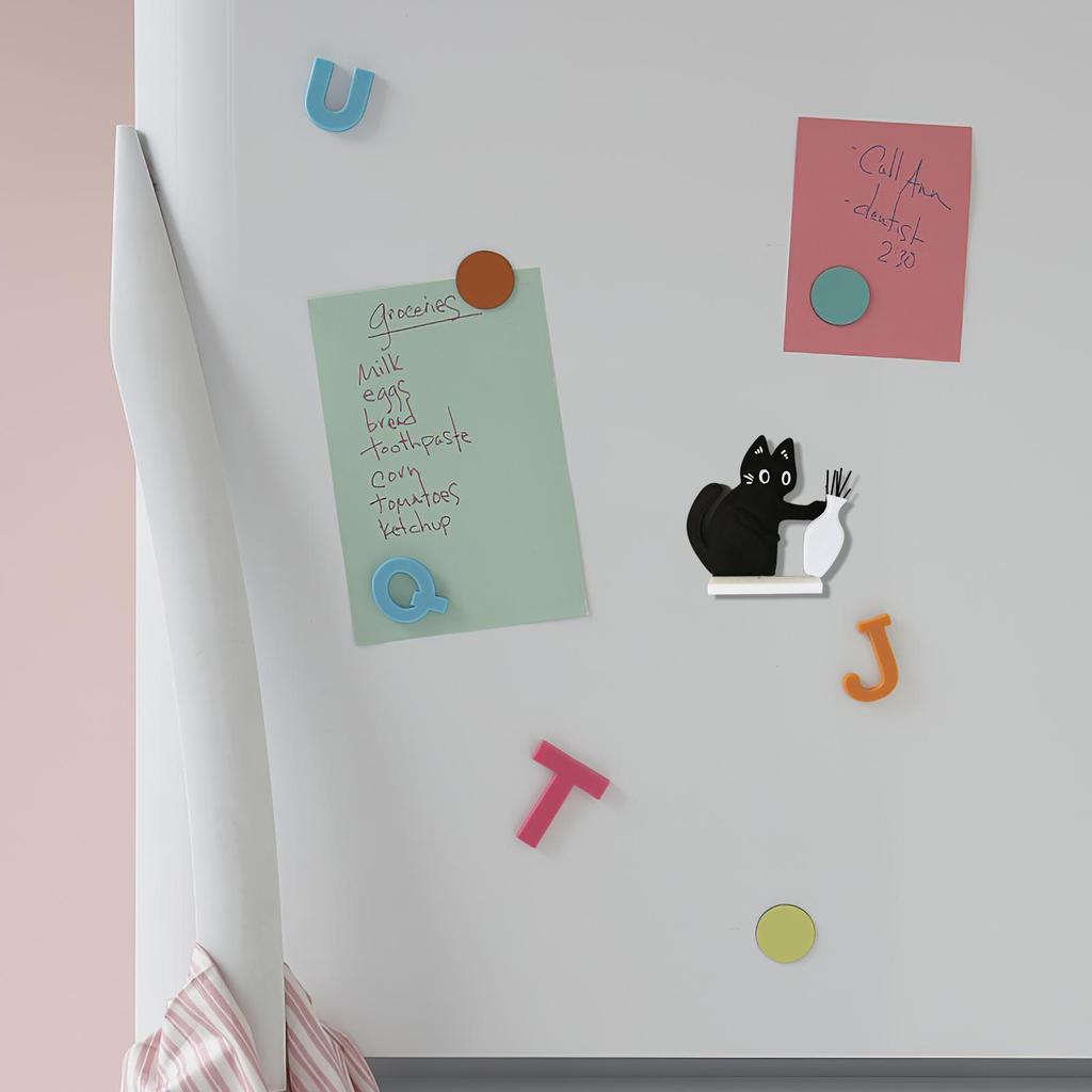 Black Cat Vase Charming Home Office Decor Creative Fridge Magnet Cat Push Flower Vase Magnetic Refrigerator Magnets for Cat Love