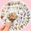 60 de bucăți autocolante cu buchet floral - Decalcomanii din vinil rezistent la apă pentru laptopuri, sticle de apă Finisaj mat Decor cu tematică de desene animate cu desene vibrante de flori