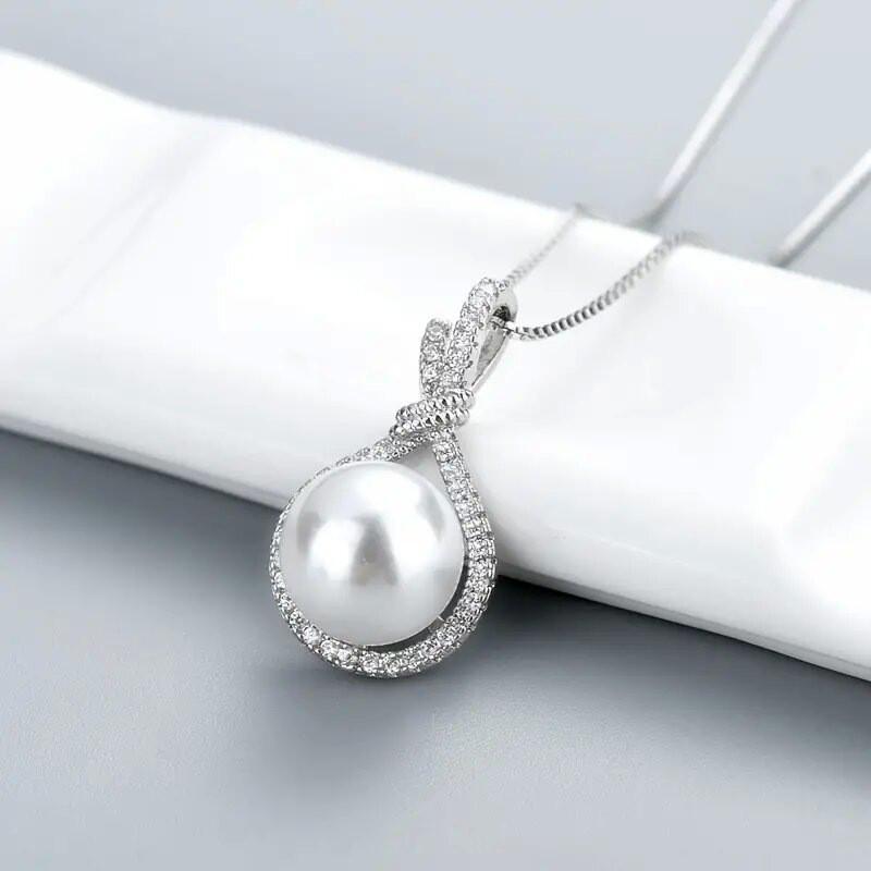 925 Sterling Silver Pearl Pendant Necklace for Women Novel Design Bridal Wedding Accessories Party Gift Hot Trendy Jewelry