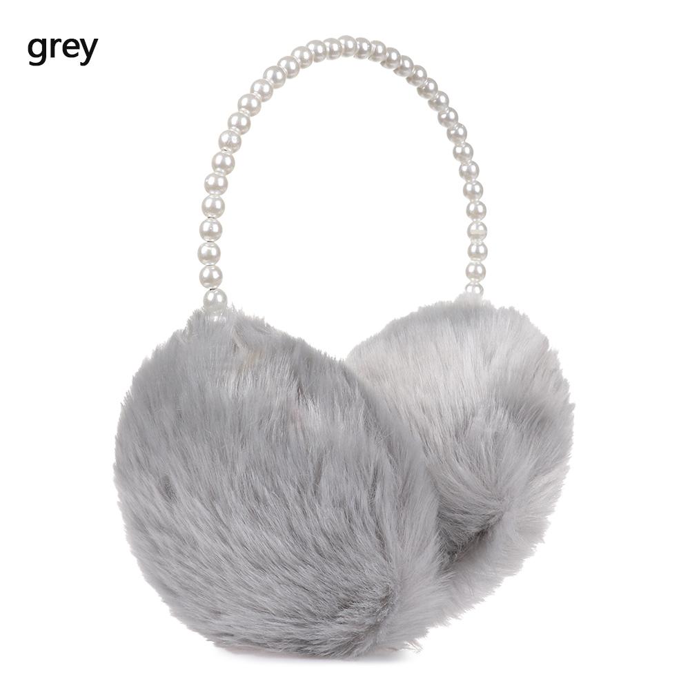 

Snow Outdoor Fluffy Pearl Ear Warmers Headband Earflap Warm Earmuffs сірий