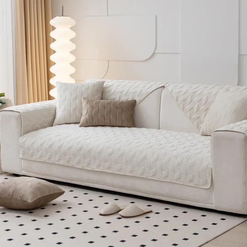 Zesílený holandský sametový polštář na pohovku Zimní žakárový teplý potah na pohovku do obývacího pokoje Protiskluzový potah na opěradlo pohovky Měkký ručník na područky