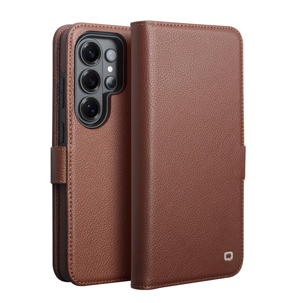 Qiali Leather Magnetic Flip Case for Samsung Galaxy S26 Ultra, Cowhide Protective Cover