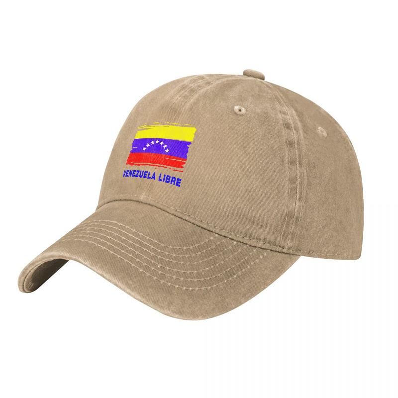 Venezuela Flag Washed Canvas Baseball Cap with National Emblem Design for Adults