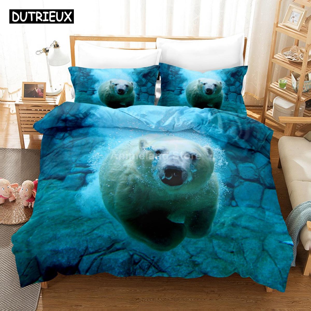 

Polar Bear Bedding Set Animal Lovely Quilt Duvet Cover Sets Home Decor Bed Twin Single Queen King Size Fashion Scenery Kawaii Tool EU single(135x200cm)
